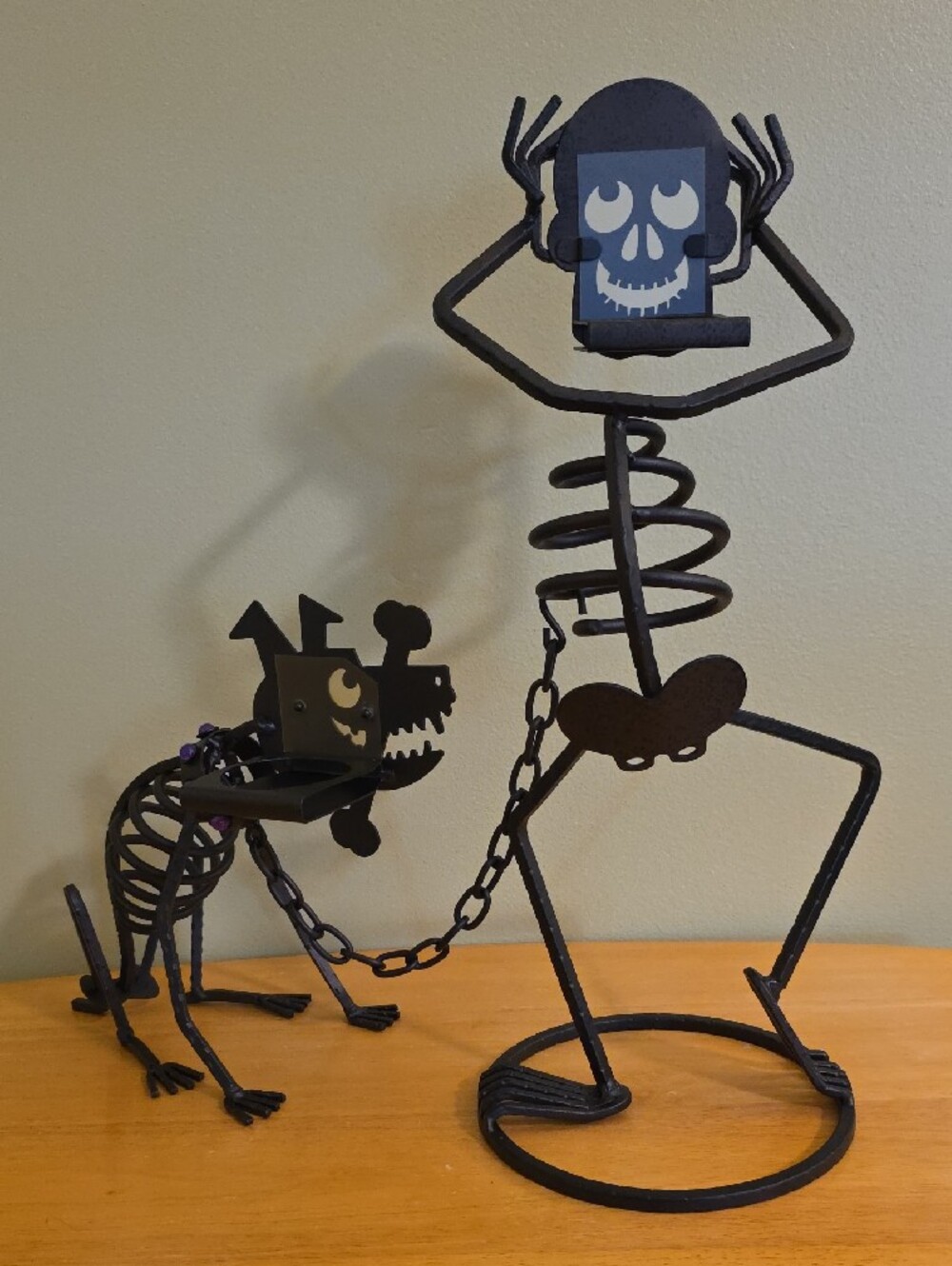 Vintage PartyLite Sticks the Dog & Mr. Bones Halloween Skeleton Candle Holders - Picture 6 of 10